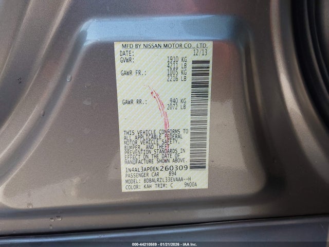 1N4AL3AP0EN260309 Nissan Altima 2.5 S