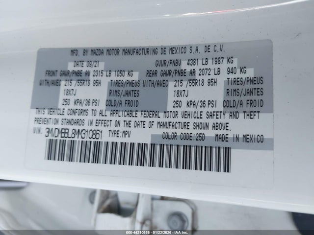 Aukcja sprzedaży 2021 Mazda Cx-30 Select, vin: 3MVDMBBL8MM310861, numer aukcji: 44210656