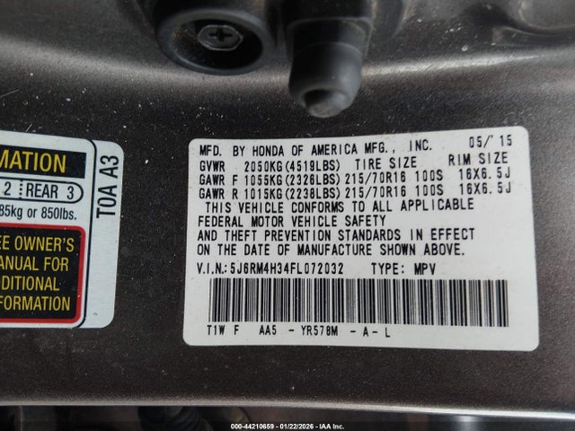 Honda CR-V LX 2015 5J6RM4H34FL072032 Image 9