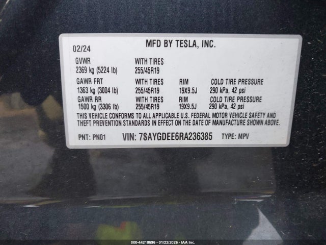 2024 TESLA MODEL Y 7SAYGDEE6RA236385 Photo 8
