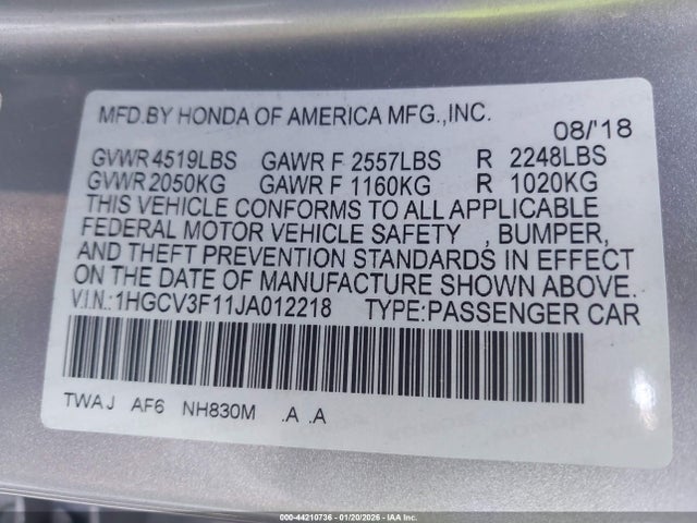 1HGCV3F11JA012218 Honda ACCORD HYBRID