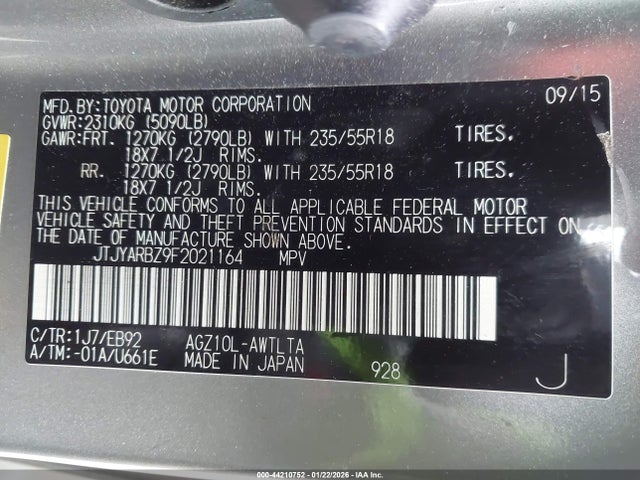 JTJYARBZ9F2021164 Lexus Nx 200t F Sport