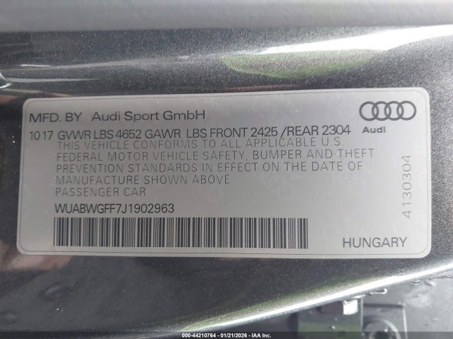 2018 AUDI RS 3 WUABWGFF7J1902963 Photo 8