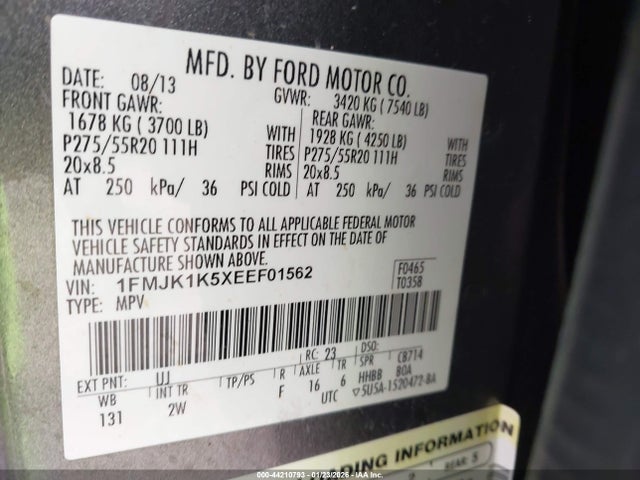 2014 FORD EXPEDITION EL 1FMJK1K5XEEF01562 Photo 8