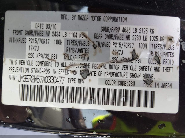 2010 MAZDA CX-7 JM3ER2W57A0330477 Photo 8