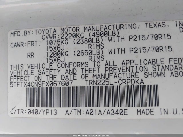 Toyota Tacoma 2015 5TFTX4CN9FX067607 Image 9