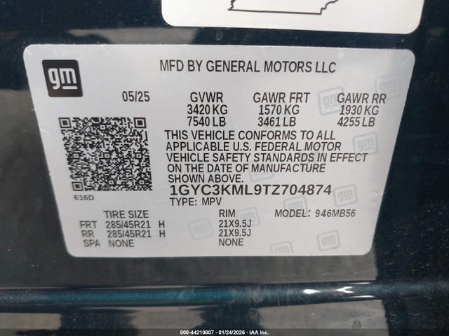 1GYC3KML9TZ704874 Cadillac Vistiq Luxury