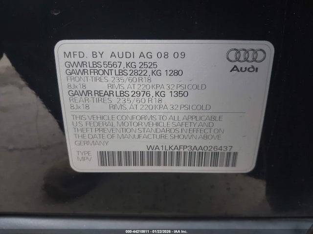 2010 AUDI Q5 WA1LKAFP3AA026437 Photo 8