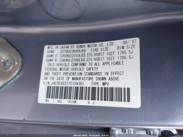 2007 HONDA CR-V JHLRE48327C109361 Photo 8