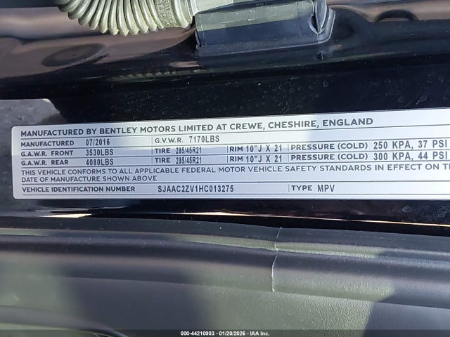 2017 BENTLEY BENTAYGA SJAAC2ZV1HC013275 Photo 8