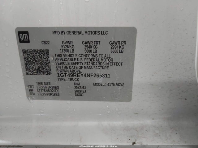 1GT49REY4NF265311 GMC Sierra 2500hd 4wd Standard Bed Denali