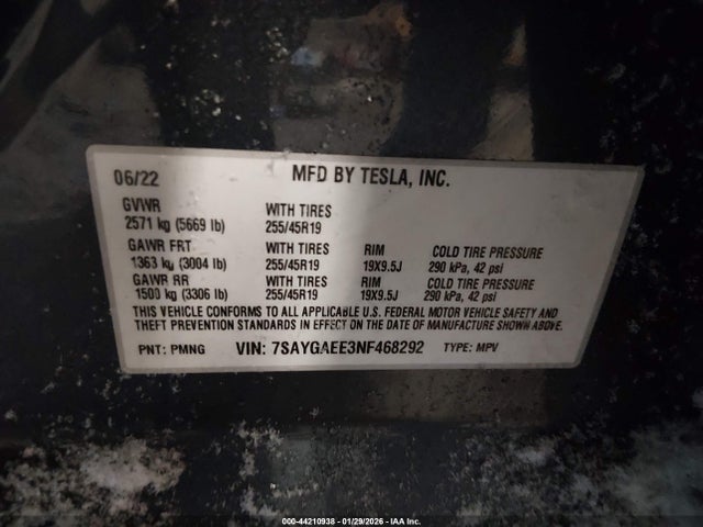 2022 TESLA MODEL Y 7SAYGAEE3NF468292 Photo 8
