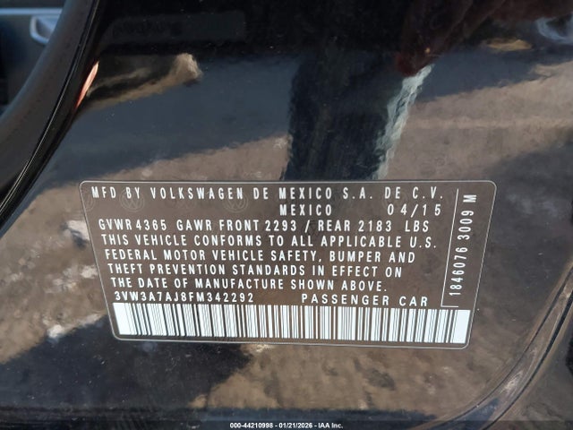 3VW3A7AJ8FM342292 Volkswagen Jetta 2.0l Tdi S