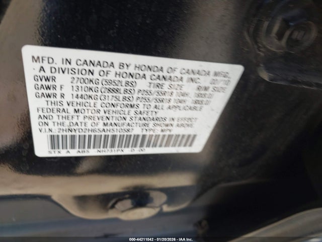 Aukcja sprzedaży 2010 Acura Mdx Technology Package, vin: 2HNYD2H65AH510587, numer aukcji: 44211042