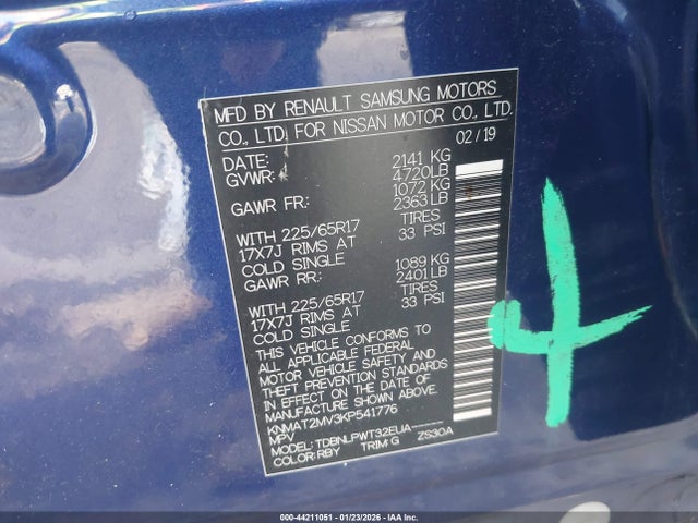 KNMAT2MV3KP541776 Nissan ROGUE S