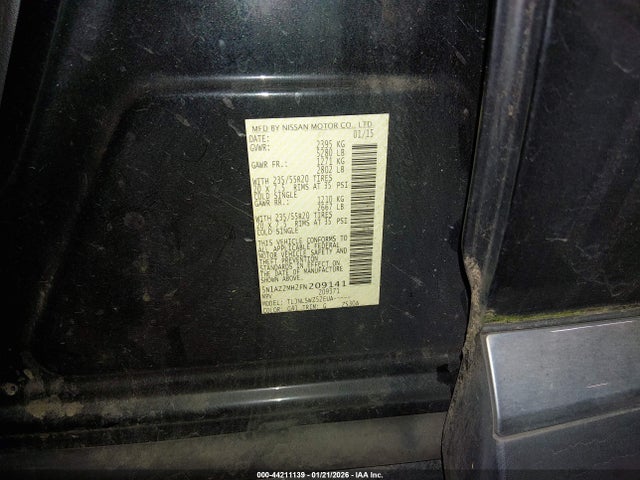 5N1AZ2MH2FN209141 Nissan Murano Platinum