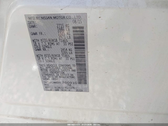 Nissan Pathfinder Sl 2015 5N1AR2MN0FC700910 Image 9
