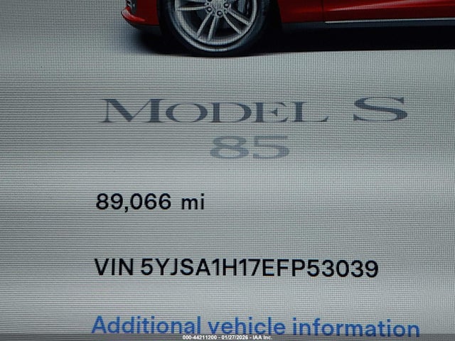 5YJSA1H17EFP53039 Tesla Model S P85