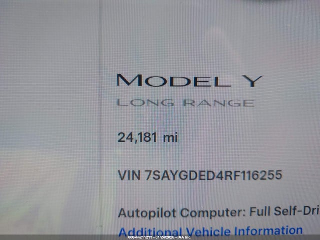 7SAYGDED4RF116255 Tesla Model Y Rwd
