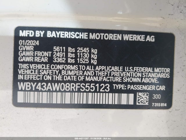 WBY43AW08RFS55123 BMW I4 Gran Coupe Edrive35