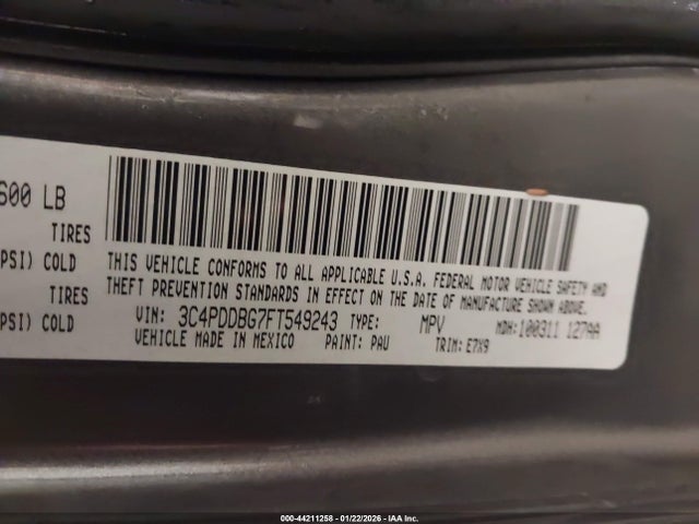 3C4PDDBG7FT549243 Dodge Journey Sxt