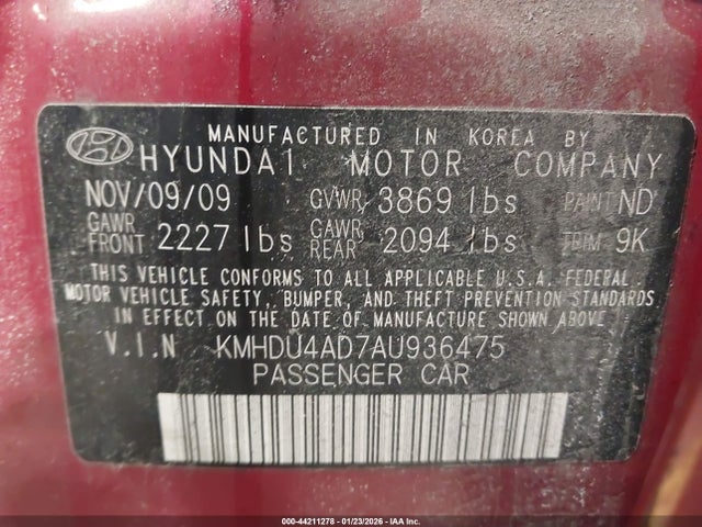 2010 HYUNDAI ELANTRA KMHDU4AD7AU936475 Photo 8