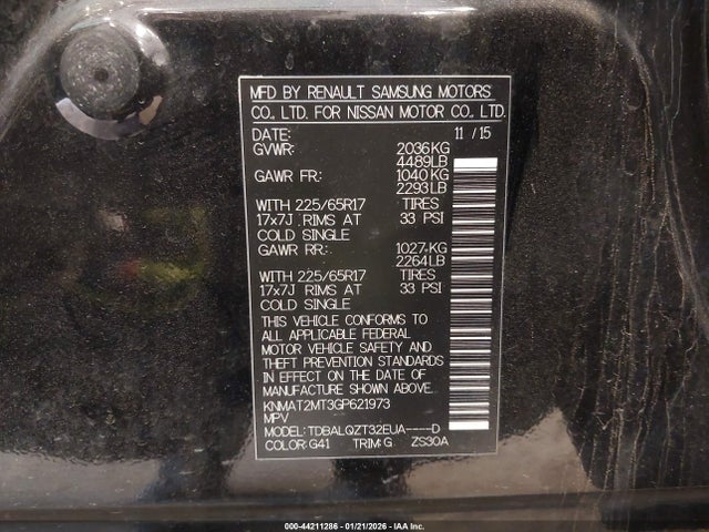 KNMAT2MT3GP621973 Nissan ROGUE SV