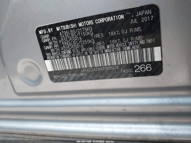 2017 MITSUBISHI OUTLANDER JA4AZ2A39HZ069978 Photo 8