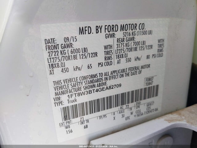 1FT8W3BT4GEA82709 Ford F-350 Lariat