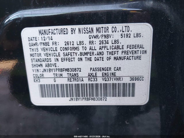 Aukcja sprzedaży 2015 Infiniti Q70l 3.7x, vin: JN1BY1PR8FM830872, numer aukcji: 44211480