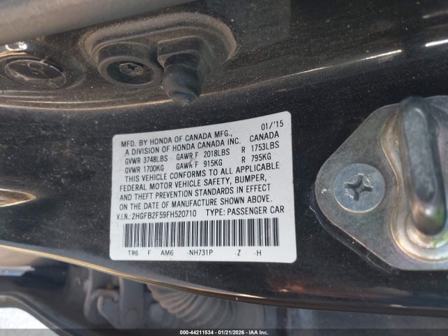 Продаж на аукціоні авто 2015 Honda Civic Lx, vin: 2HGFB2F59FH520710, номер лоту: 44211534