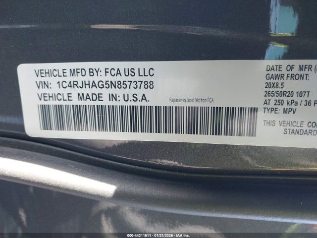 2022 JEEP GRAND CHEROKEE 1C4RJHAG5N8573788 Photo 8