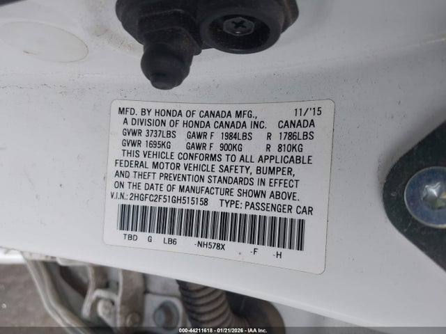 Honda Civic Lx 2016 2HGFC2F51GH515158 Image 9