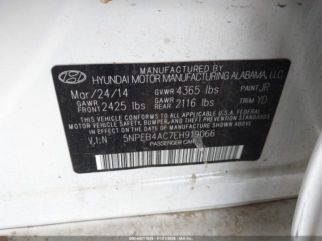 5NPEB4AC7EH919066 Hyundai SONATA GLS