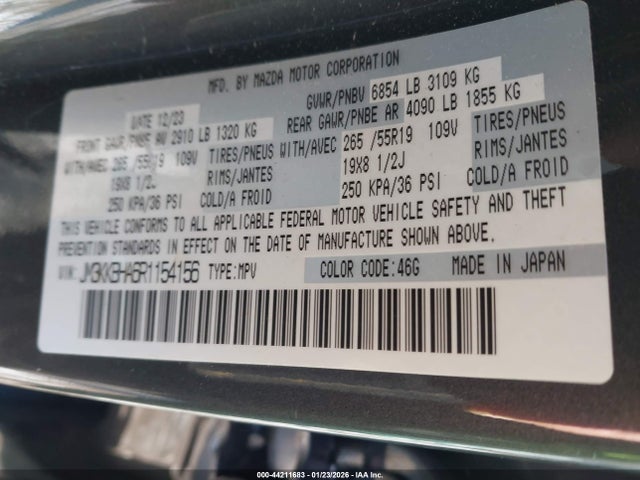 JM3KKBHA6R1154156 Mazda Cx-90 Phev Preferred