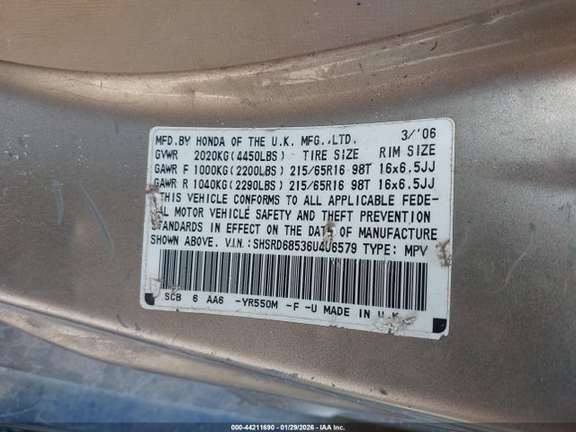 2006 HONDA CR-V SHSRD68536U406579 Photo 8