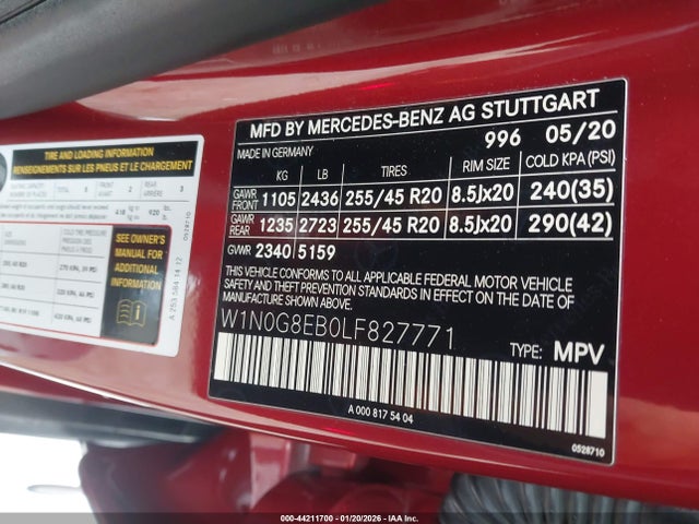 W1N0G8EB0LF827771 Mercedes-Benz Glc 300 4matic