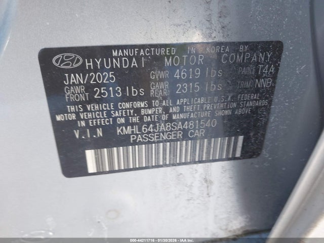 Aukcja sprzedaży 2025 Hyundai Sonata Sel, vin: KMHL64JA8SA481540, numer aukcji: 44211716