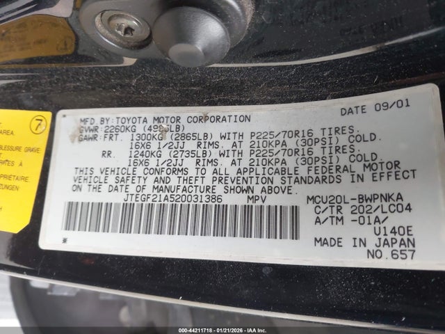 2002 TOYOTA HIGHLANDER JTEGF21A520031386 Photo 8