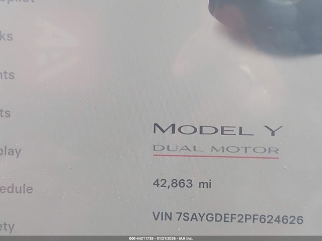 Продаж на аукціоні авто 2023 Tesla Model Y Performance Dual Motor All-wheel Drive, vin: 7SAYGDEF2PF624626, номер лоту: 44211738