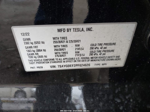 Продаж на аукціоні авто 2023 Tesla Model Y Performance Dual Motor All-wheel Drive, vin: 7SAYGDEF2PF624626, номер лоту: 44211738
