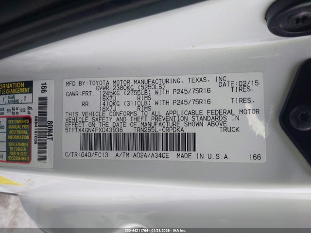 Toyota Tacoma Prerunner 2015 5TFTX4GN4FX043936 Image 9