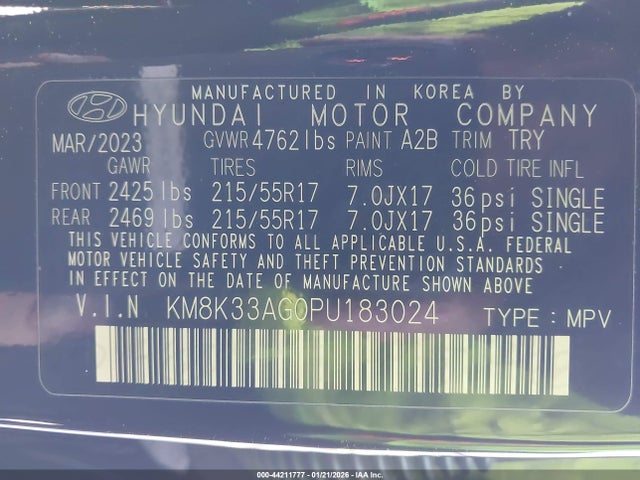 KM8K33AG0PU183024 Hyundai Kona Electric Sel