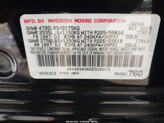 2016 MITSUBISHI OUTLANDER JA4AD3A36GZ016013 Photo 8