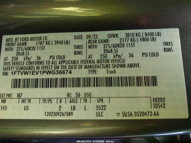 1FTVW1EV1PWG36674 Ford F-150 Lightning Xlt