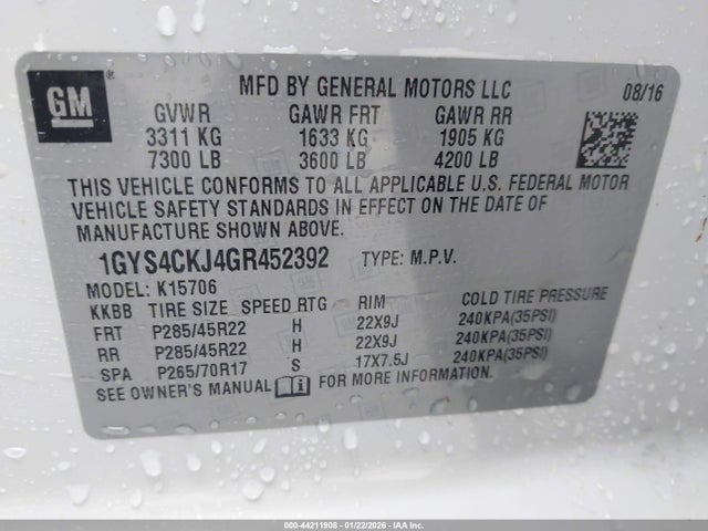 2016 CADILLAC ESCALADE 1GYS4CKJ4GR452392 Photo 8