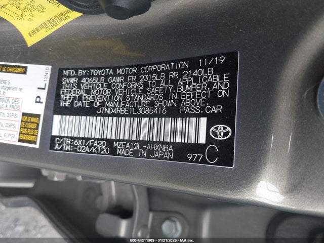JTND4RBE1L3085416 Toyota COROLLA SE