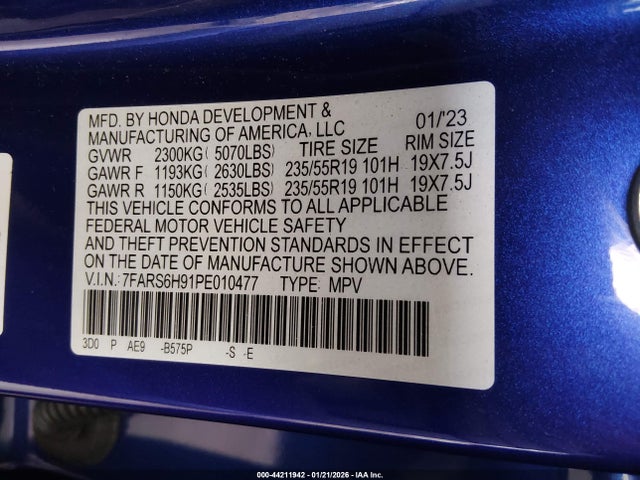 7FARS6H91PE010477 Honda Cr-v Hybrid Sport Touring