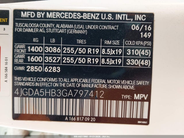 4JGDA5HB3GA797412 Mercedes-Benz Gle 350 4matic