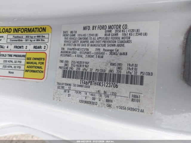 2019 FORD MUSTANG 1FA6P8TH4K5123706 Photo 8